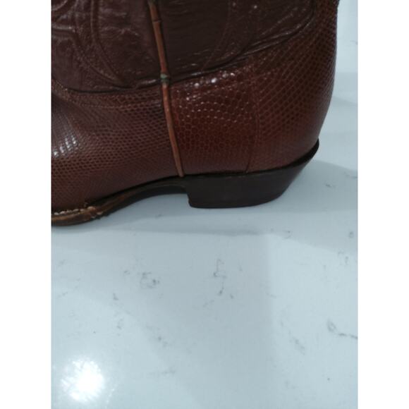Mens Western Reptile skin cowboy boots SZ 10 brown Point toe made USA Los Altos - Picture 5 of 12